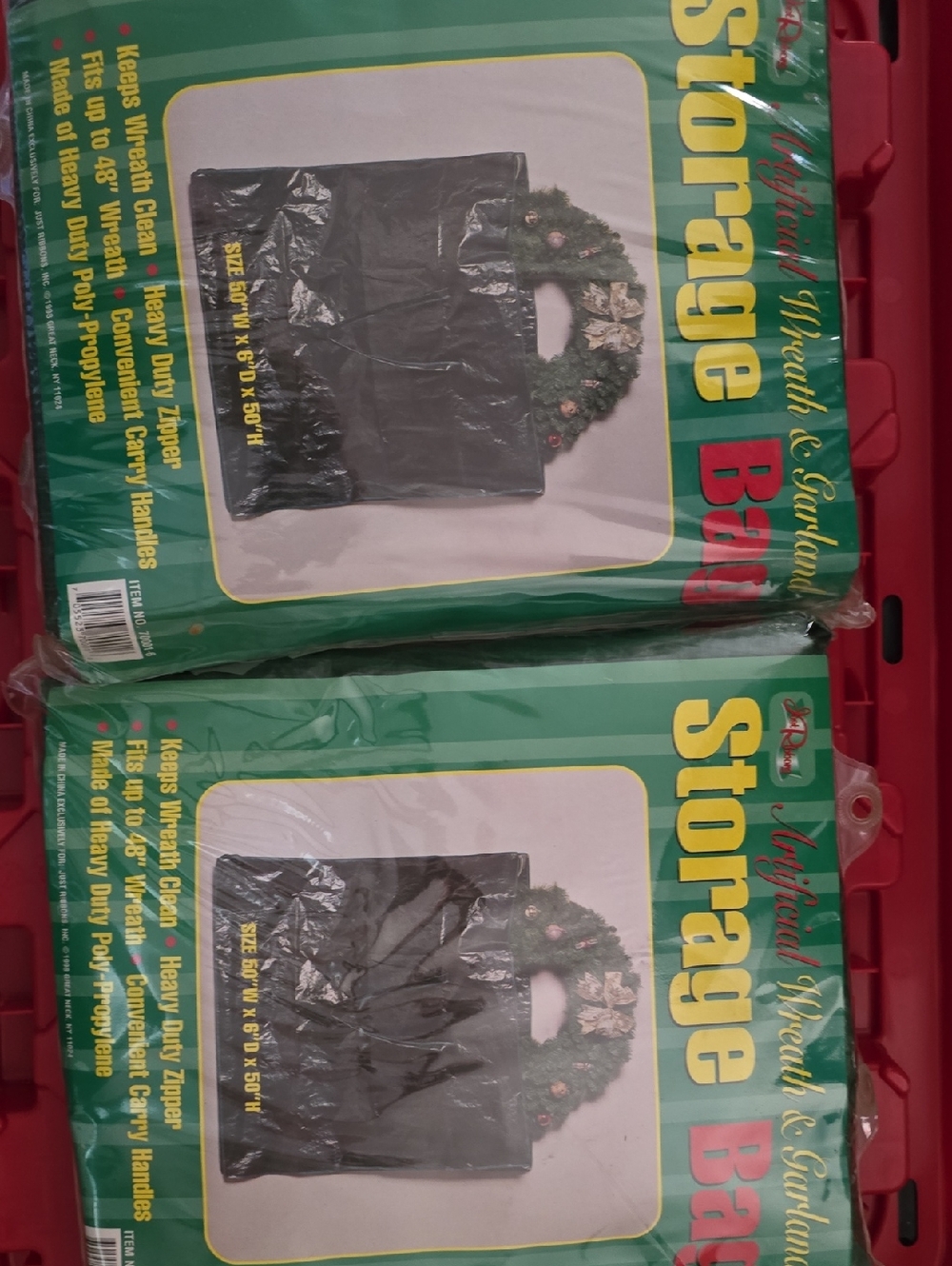 NWT Set Of 2 Extra Large Storage Bags for Artificial Wreaths - Black - Picture 2 of 4